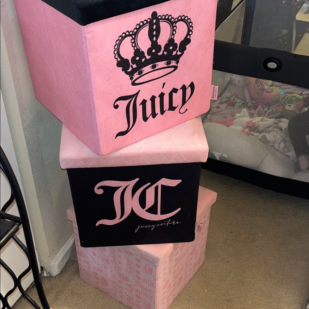 Juicy Couture Pink and Black Crown Storage Set